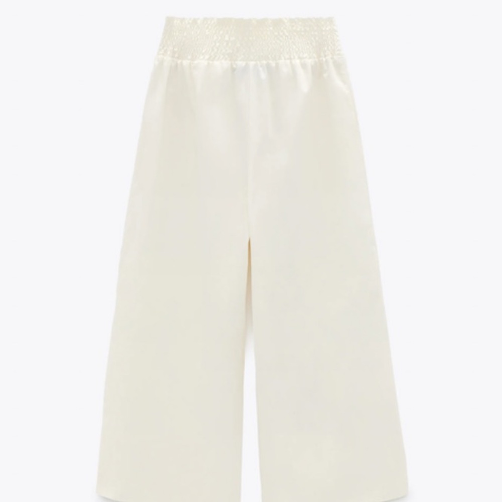 Zara Off-White Wide-Leg Trousers